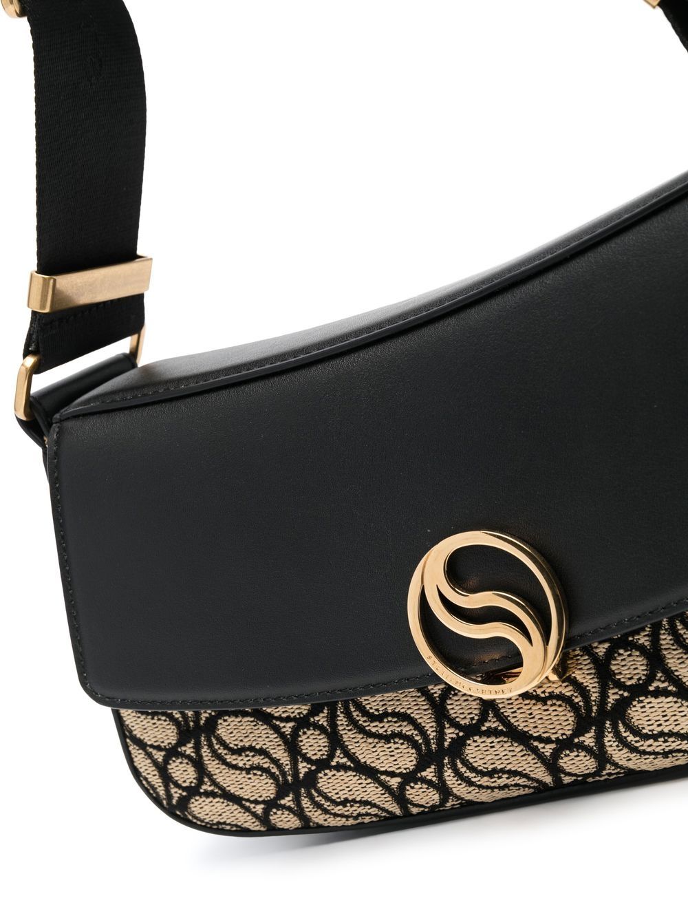 Shop Stella Mccartney S-wave Monogram Shoulder Bag In Black