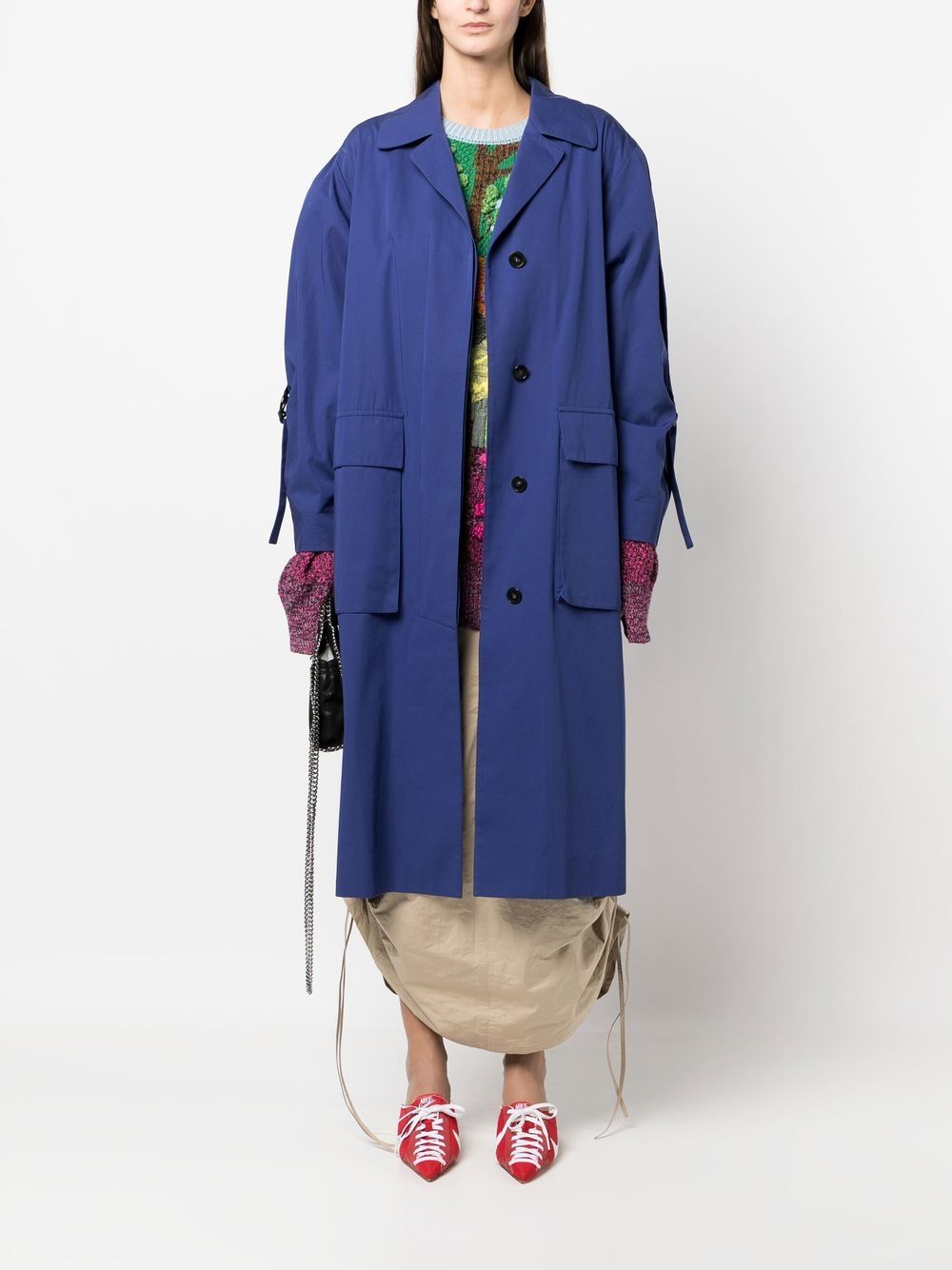Shop Stella Mccartney Buttoned-up Trench Coat In Blue