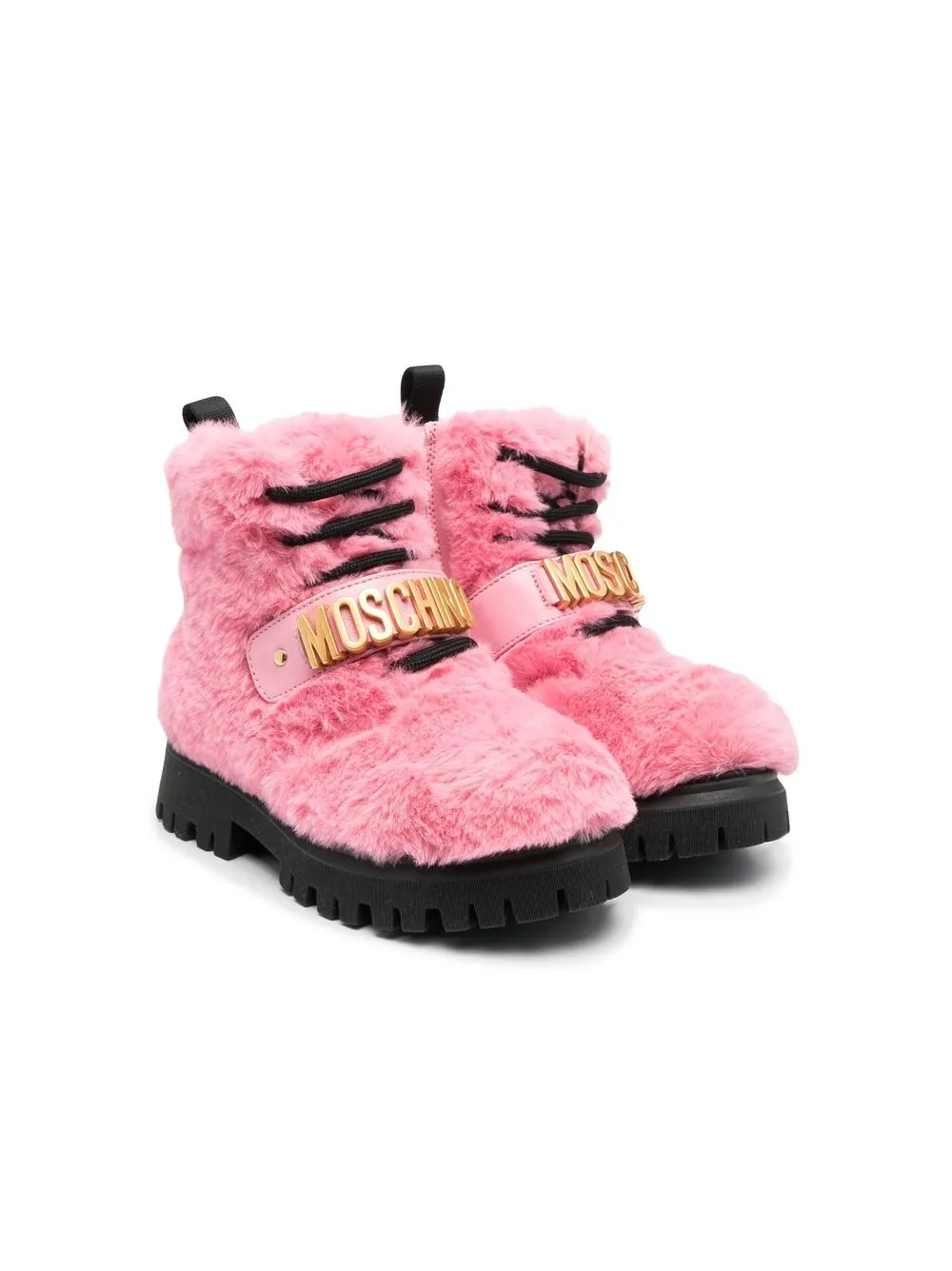 

Moschino Kids botines con placa del logo - Rosado