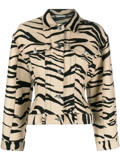 Stella McCartney chamarra trucker con estampado de cebra