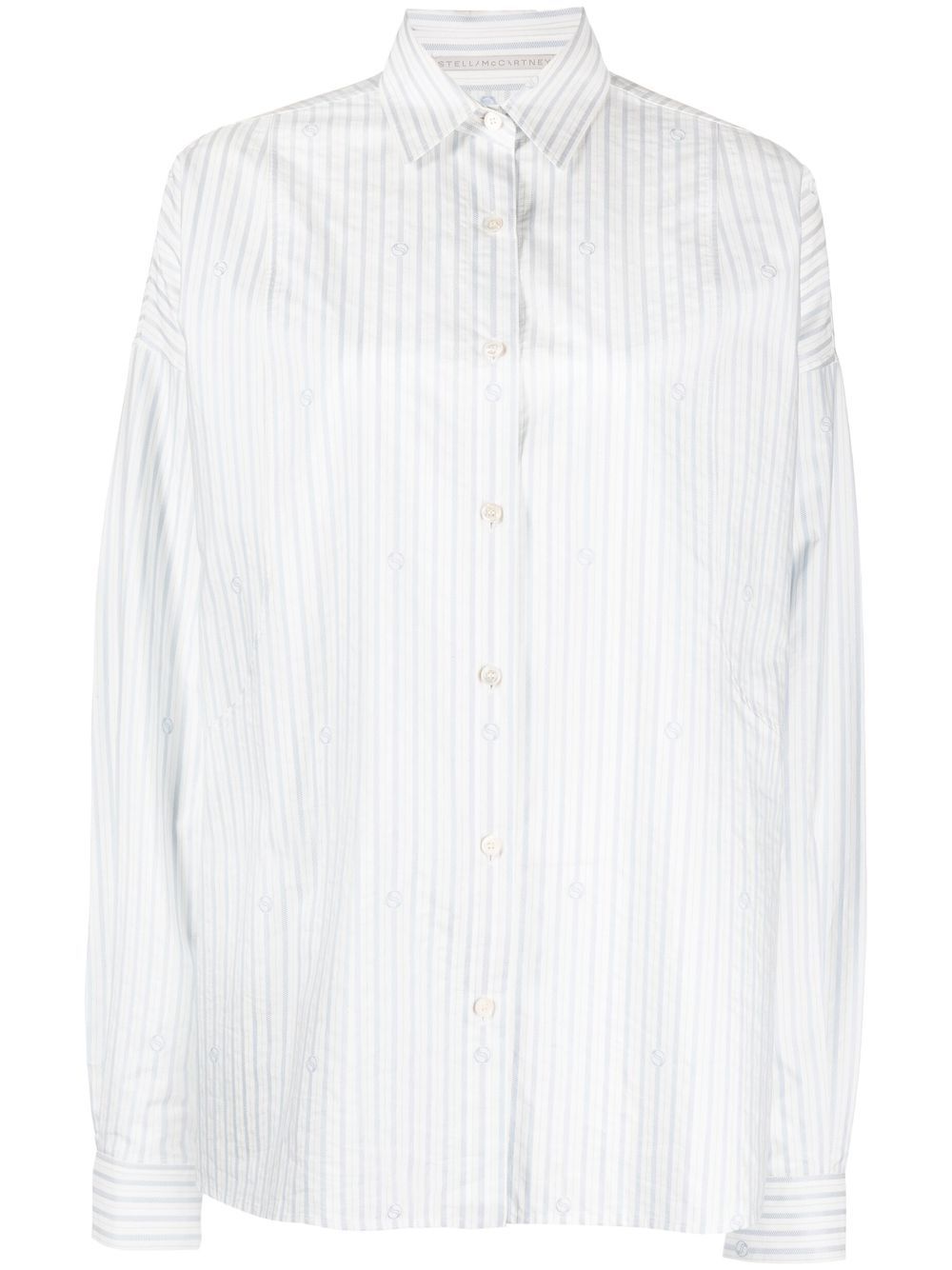 Stella Mccartney Stripe-print Long-sleeved Shirt In White