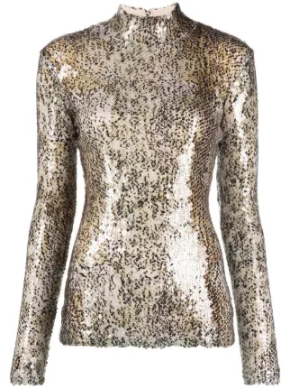 Gold mock neck on sale top