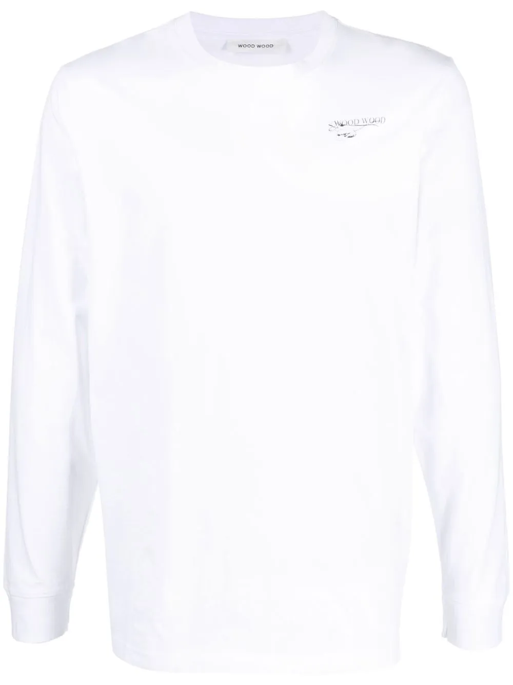 

Wood Wood playera manga larga con logo estampado - Blanco