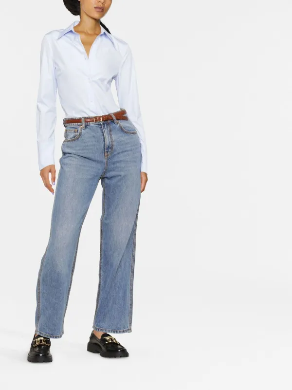 デニム・ジーパン TORY BURCH Women Denim Pants 168289 111 White Cropped Flare Jean: Women's Designer Bottoms | Tory Burch