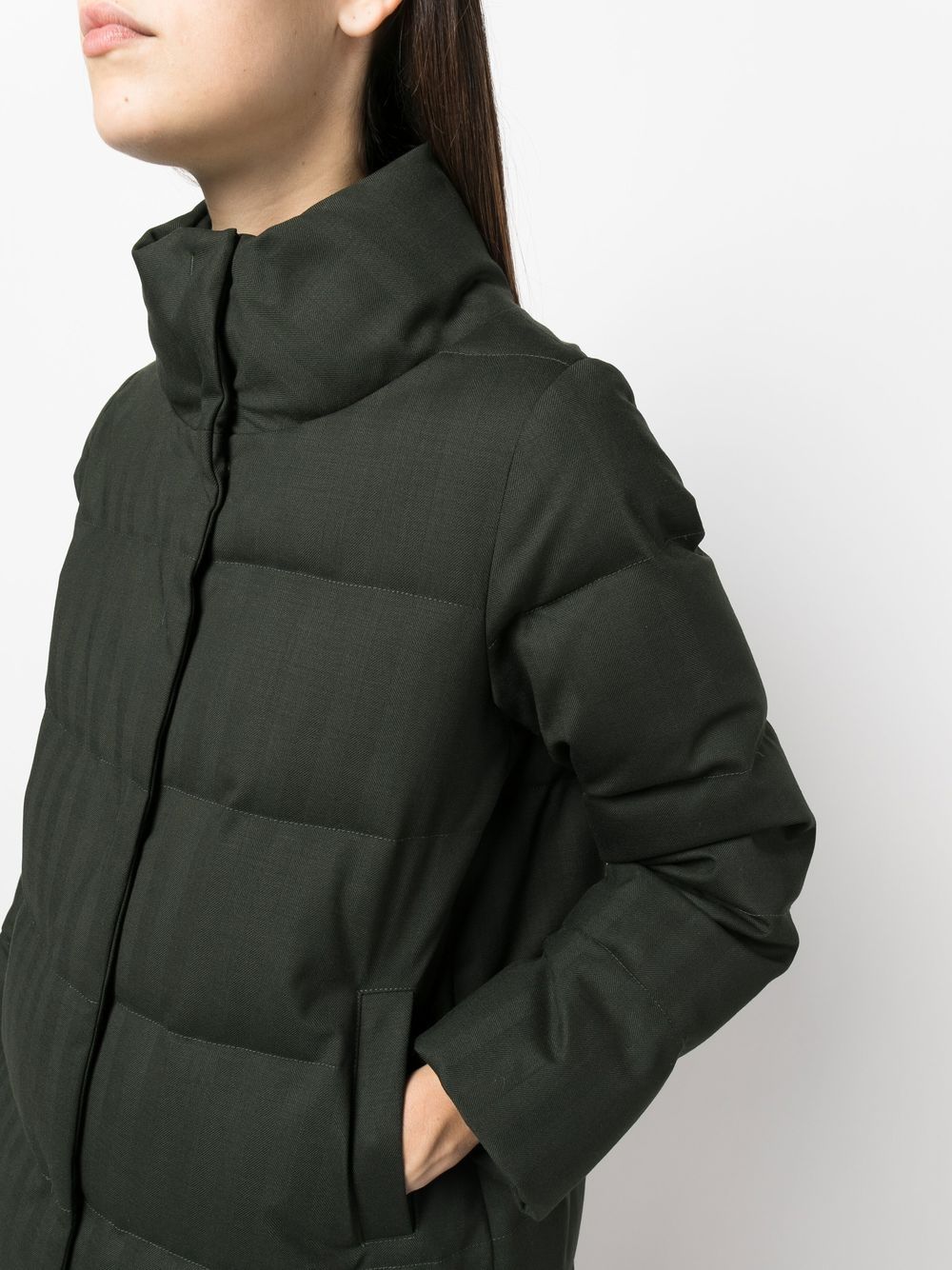 Shop Aspesi Padded Wool-blend Coat In Green