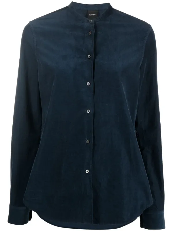 Collarless button down shirt Clearance