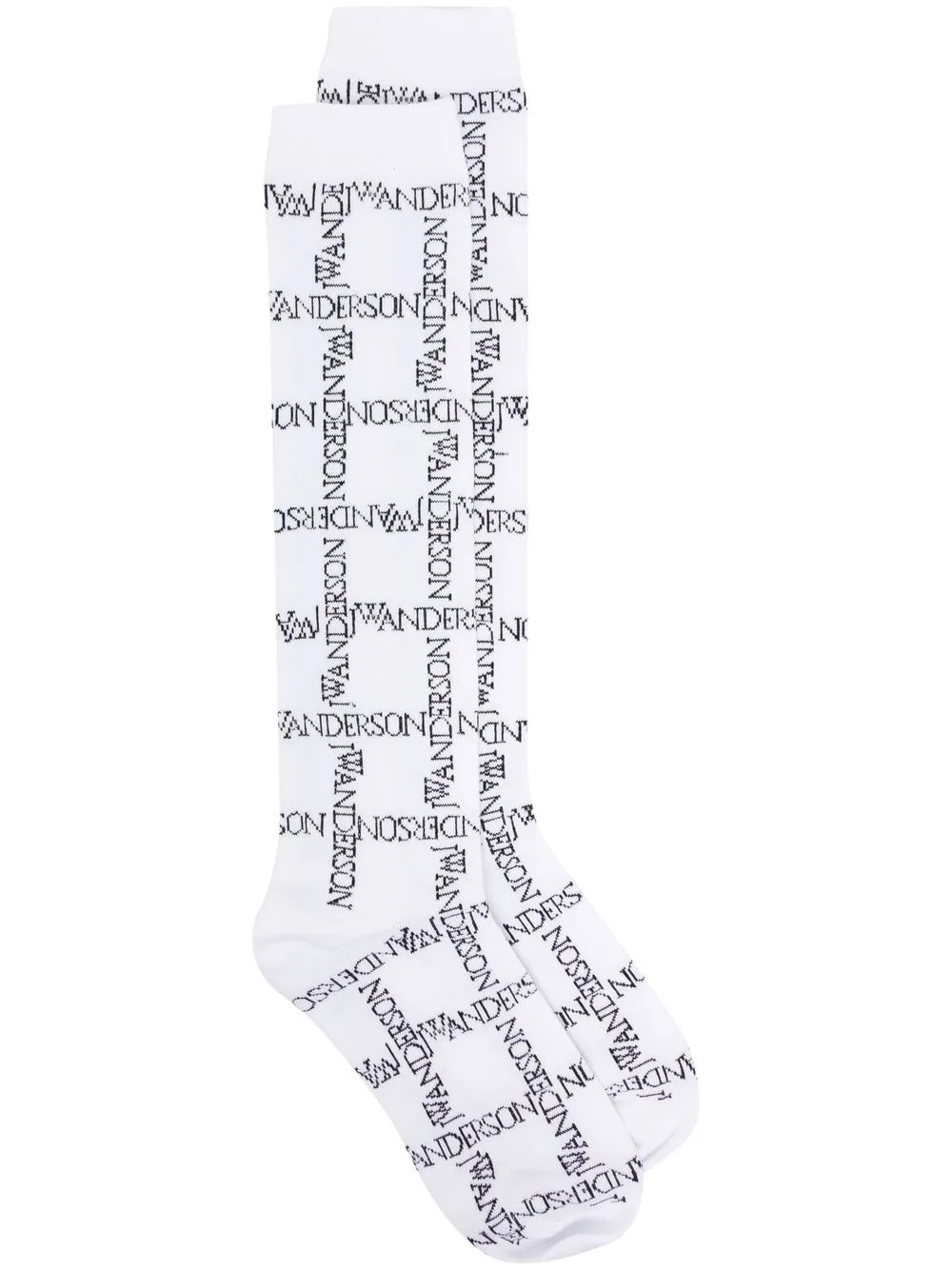 

JW Anderson intarsia-knit logo knee-high socks - White