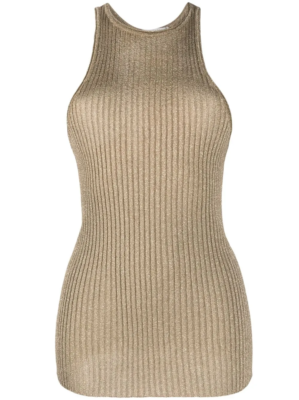 Stella Mccartney Lurex Ribbed-knit Racerback Top In Gold