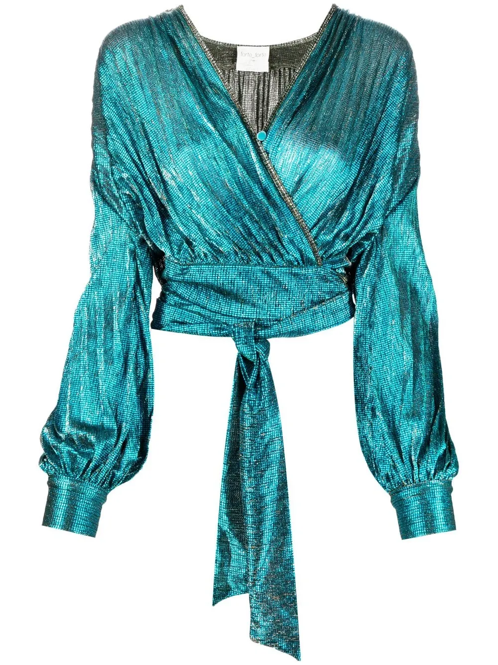 

Forte Forte metallic-thread wrap blouse - Blue