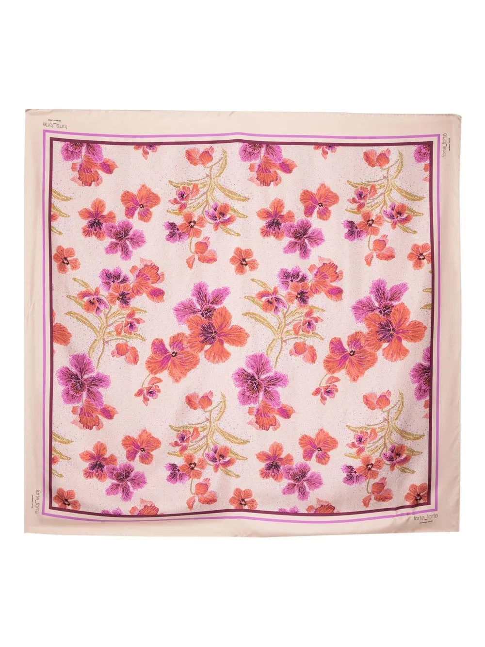 

Forte Forte floral-print 116x116cm scarf - Pink