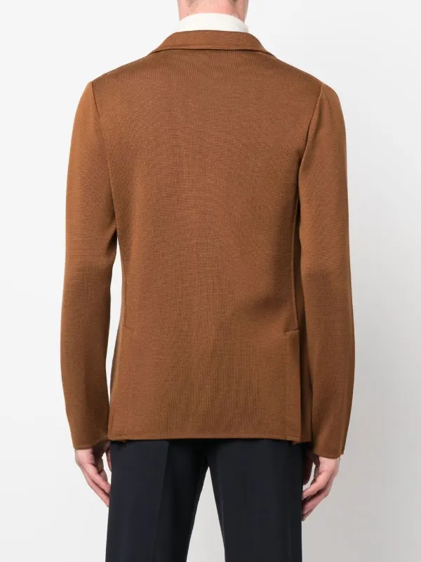 Lardini Single-breasted Knit Jacket - Brown