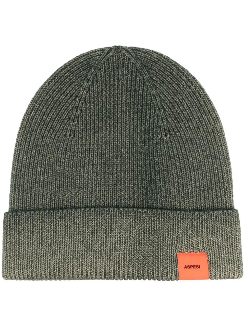 

ASPESI logo-patch ribbed-knit beanie - Green