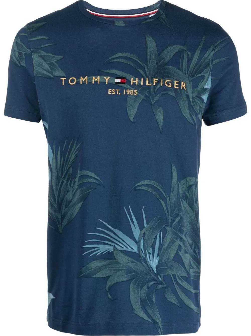 

Tommy Hilfiger botanical-print embroidered T-shirt - Blue