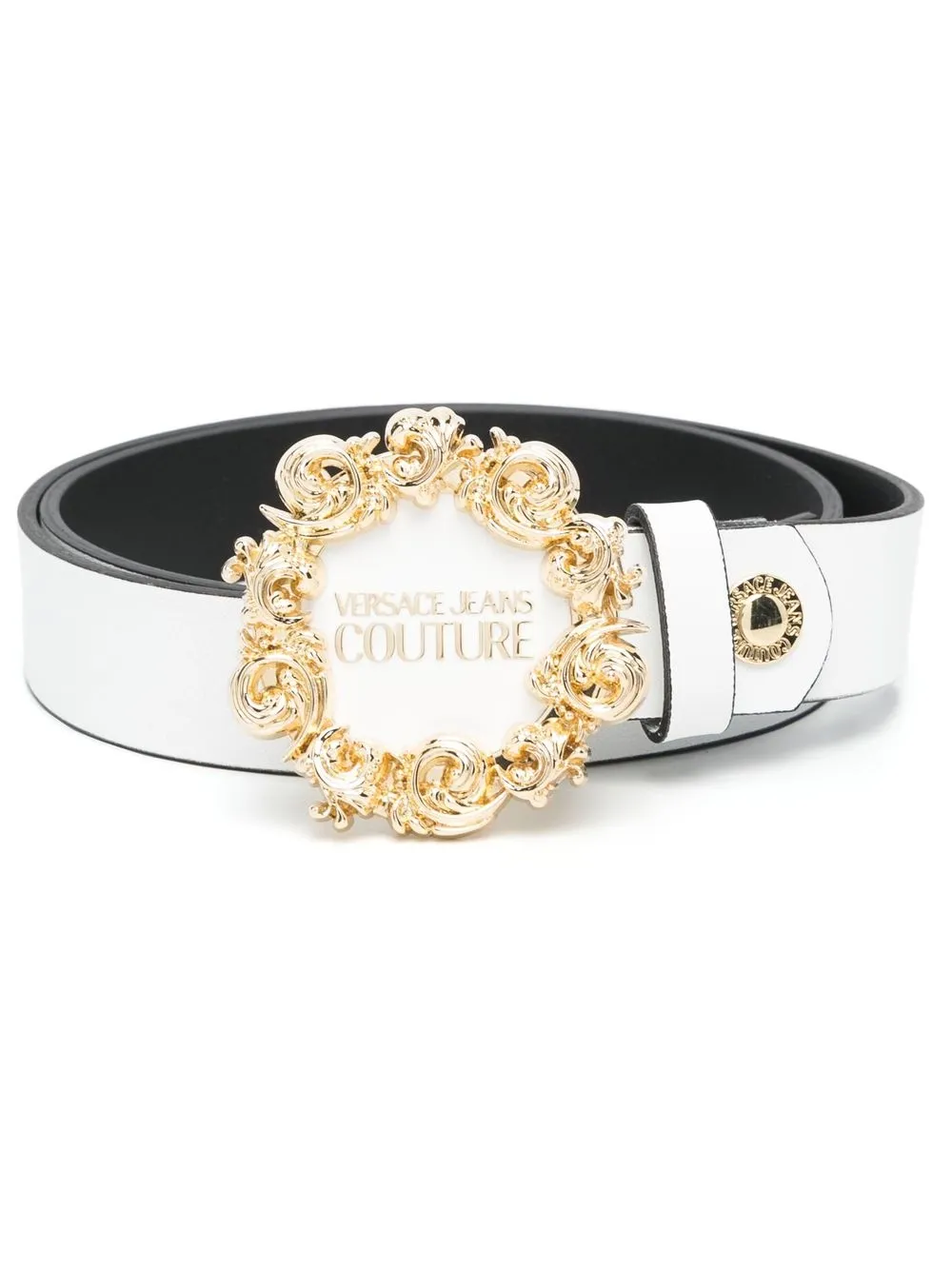 

Versace Jeans Couture baroque logo buckle belt - White