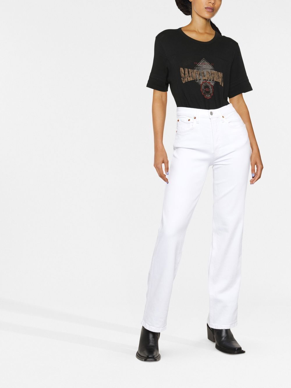 Shop Re/done Straight-leg High-rise Jeans In White