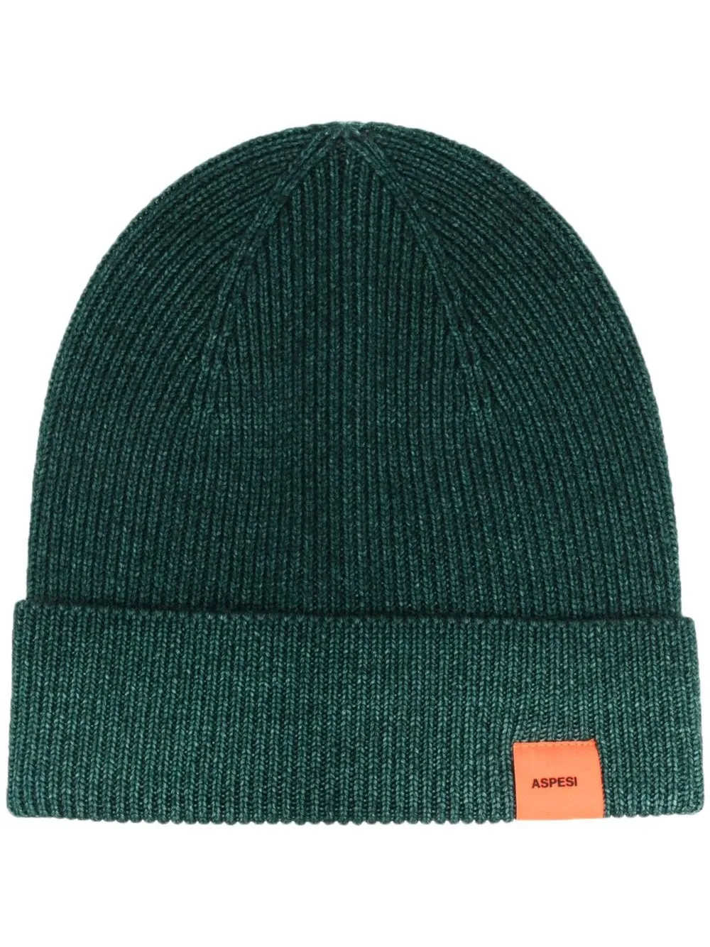 

ASPESI logo-patch ribbed-knit beanie - Green