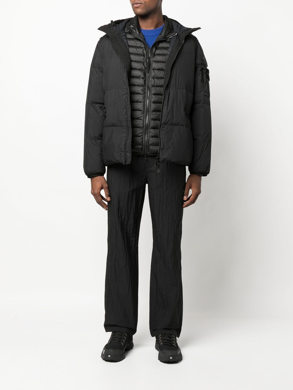 Stone Island Donsjack met patch - Zwart