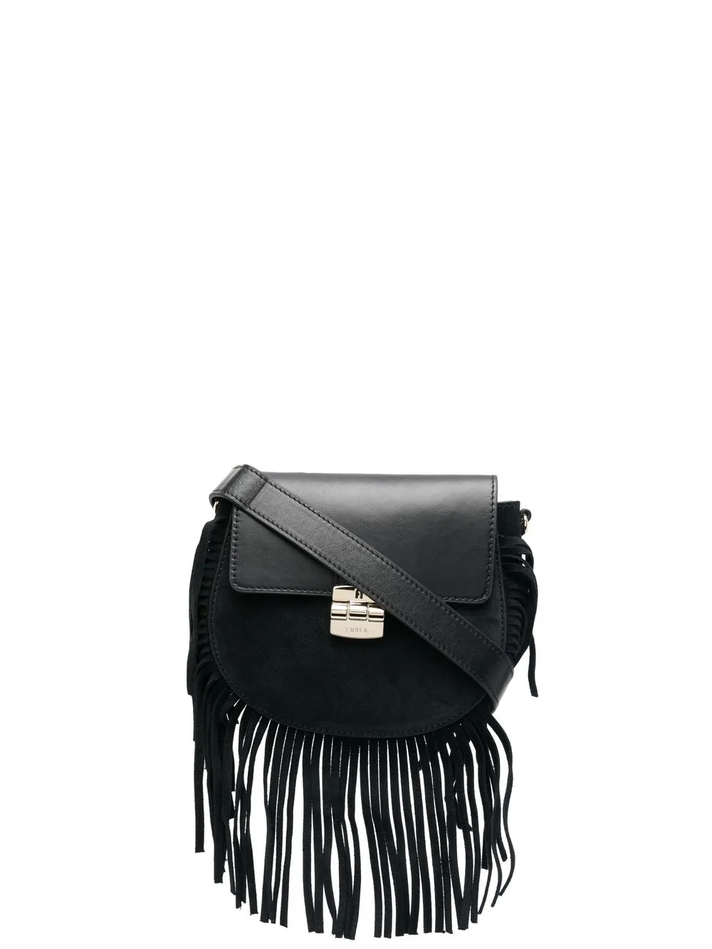 

Furla bolsa de hombro con ribete deshilachado - Negro