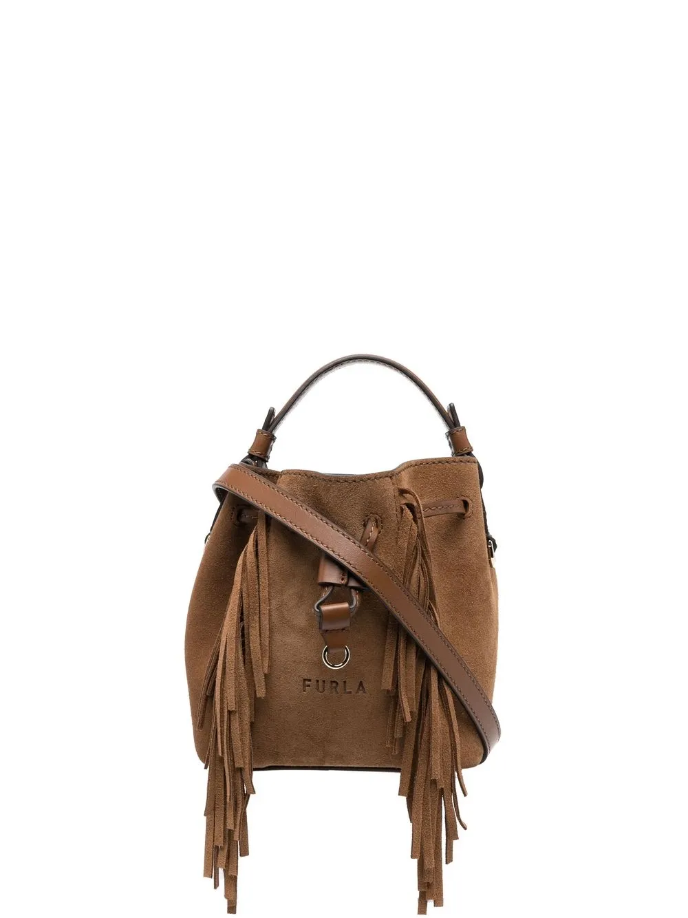 

Furla fringed leather bucket bag - Brown