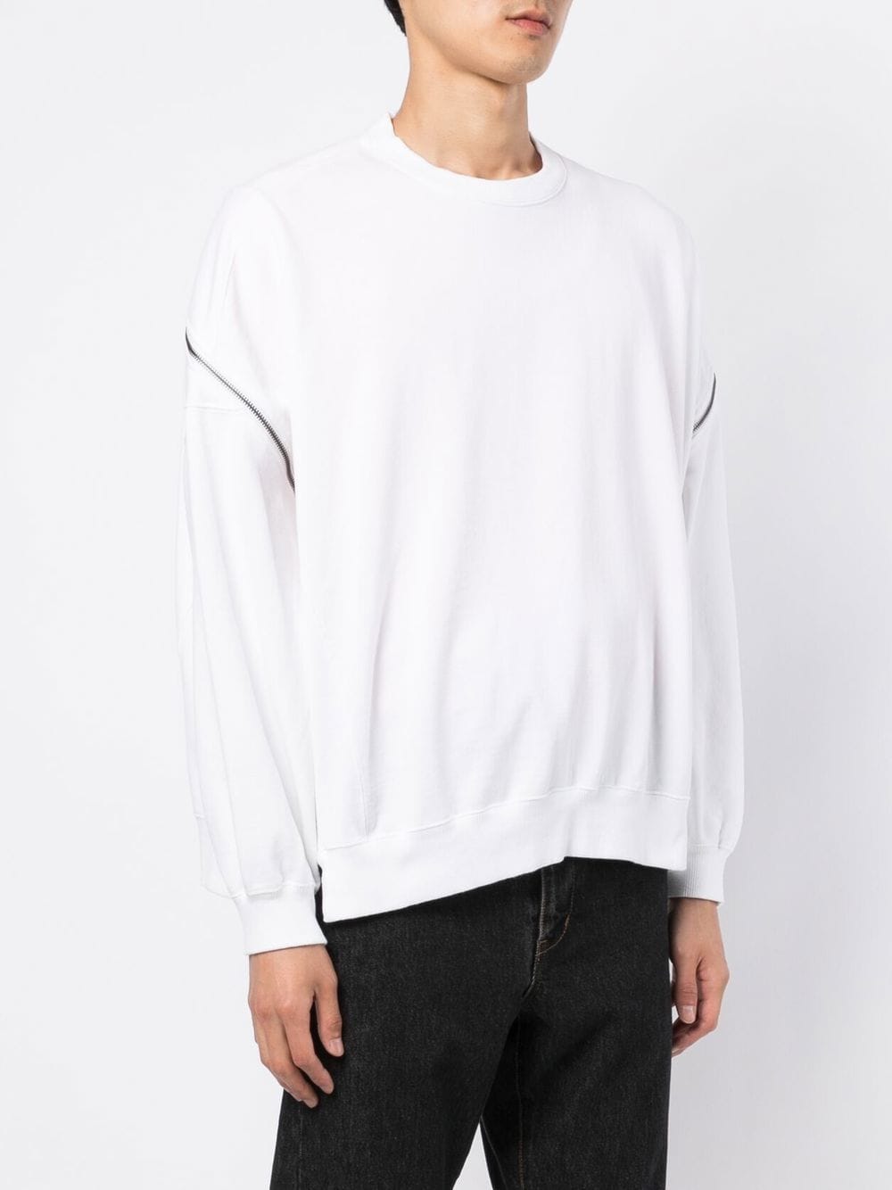 Shop Facetasm Zip-sleeve Sweatshirt In White