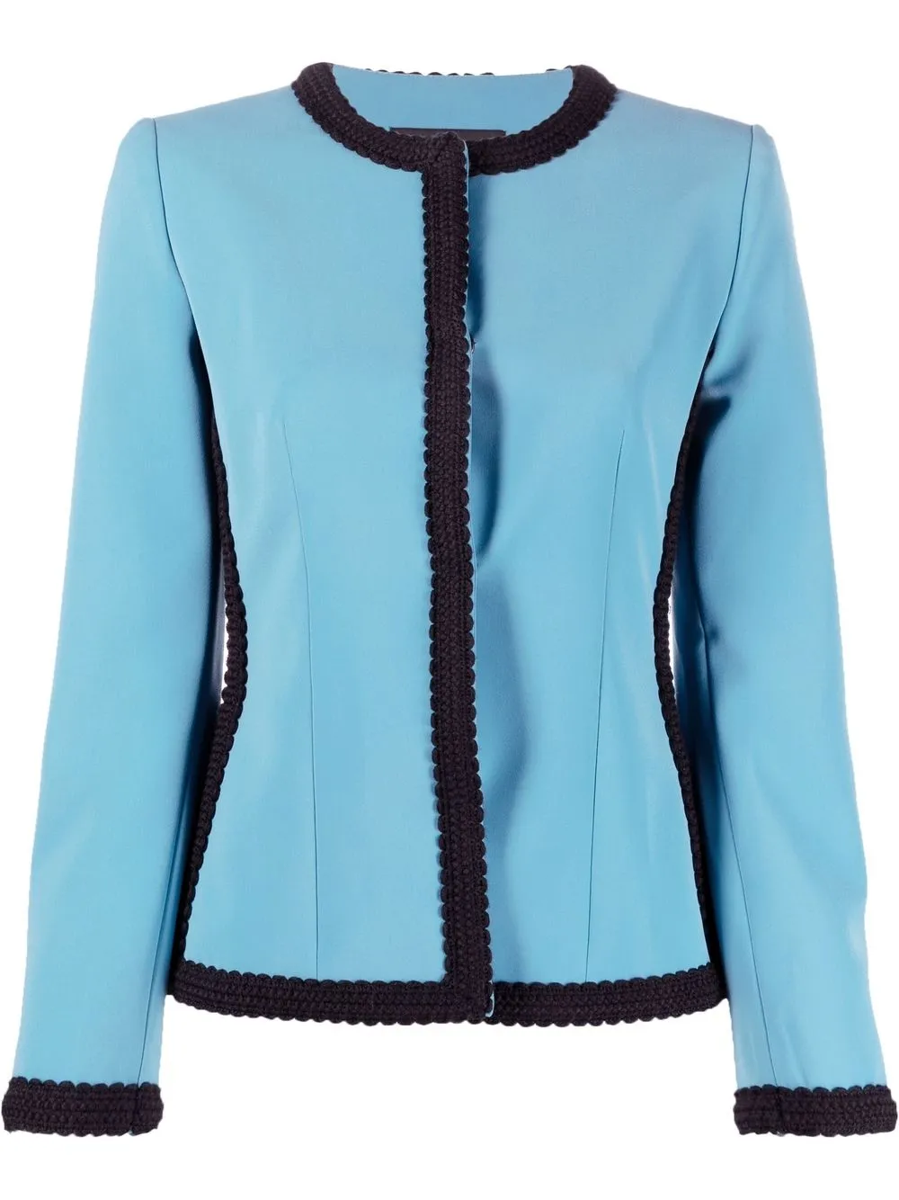 

Boutique Moschino embroidered collarless blazer - Blue