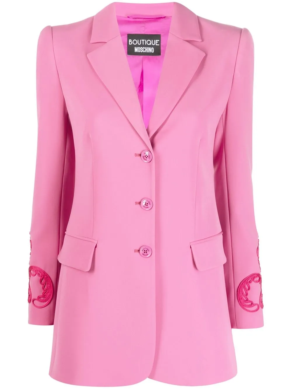 

Boutique Moschino embroidered single-breasted blazer - Pink