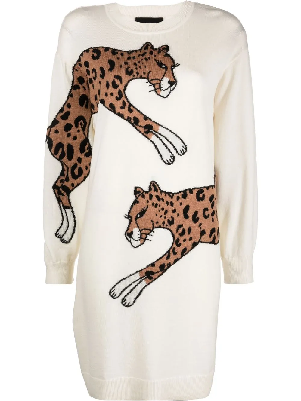 

Boutique Moschino vestido tejido con estampado de leopardo - Blanco