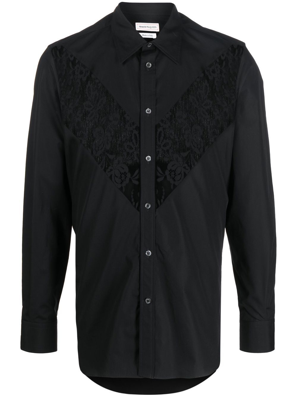 

Alexander McQueen lace-panelled long-sleeve shirt - Black