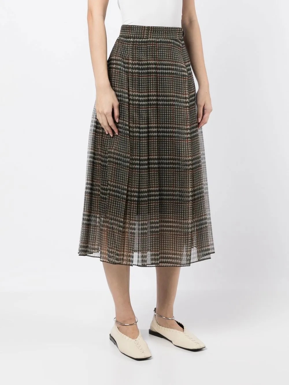 Brunello Cucinelli Geruite midi-rok Bruin