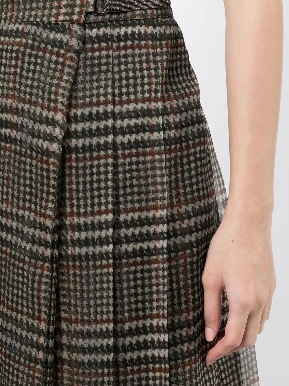 Brunello Cucinelli Geruite midi-rok Bruin