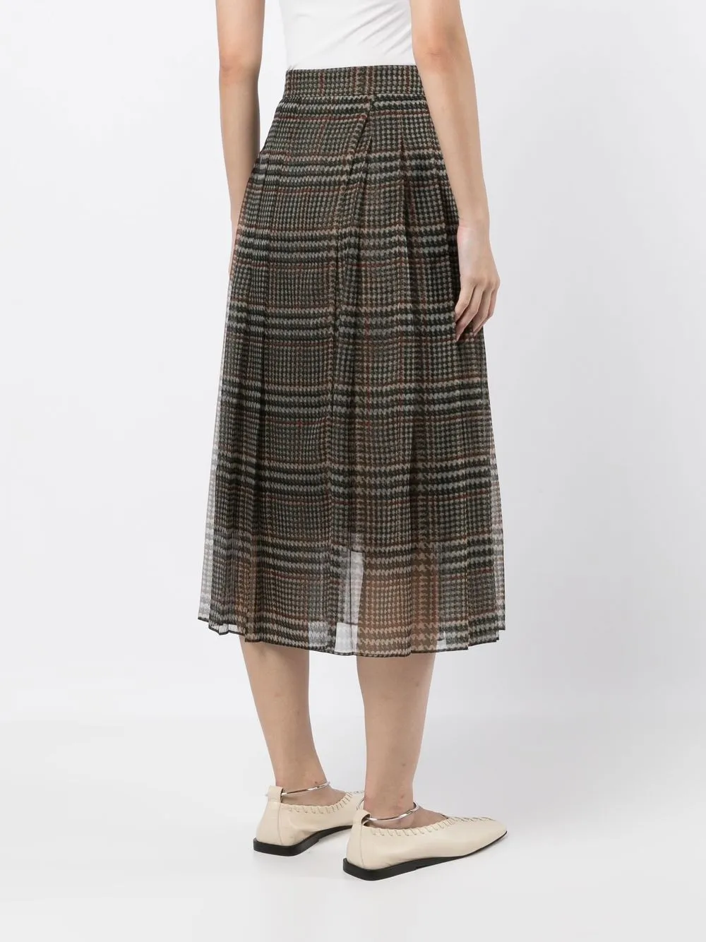 Brunello Cucinelli Geruite midi-rok Bruin