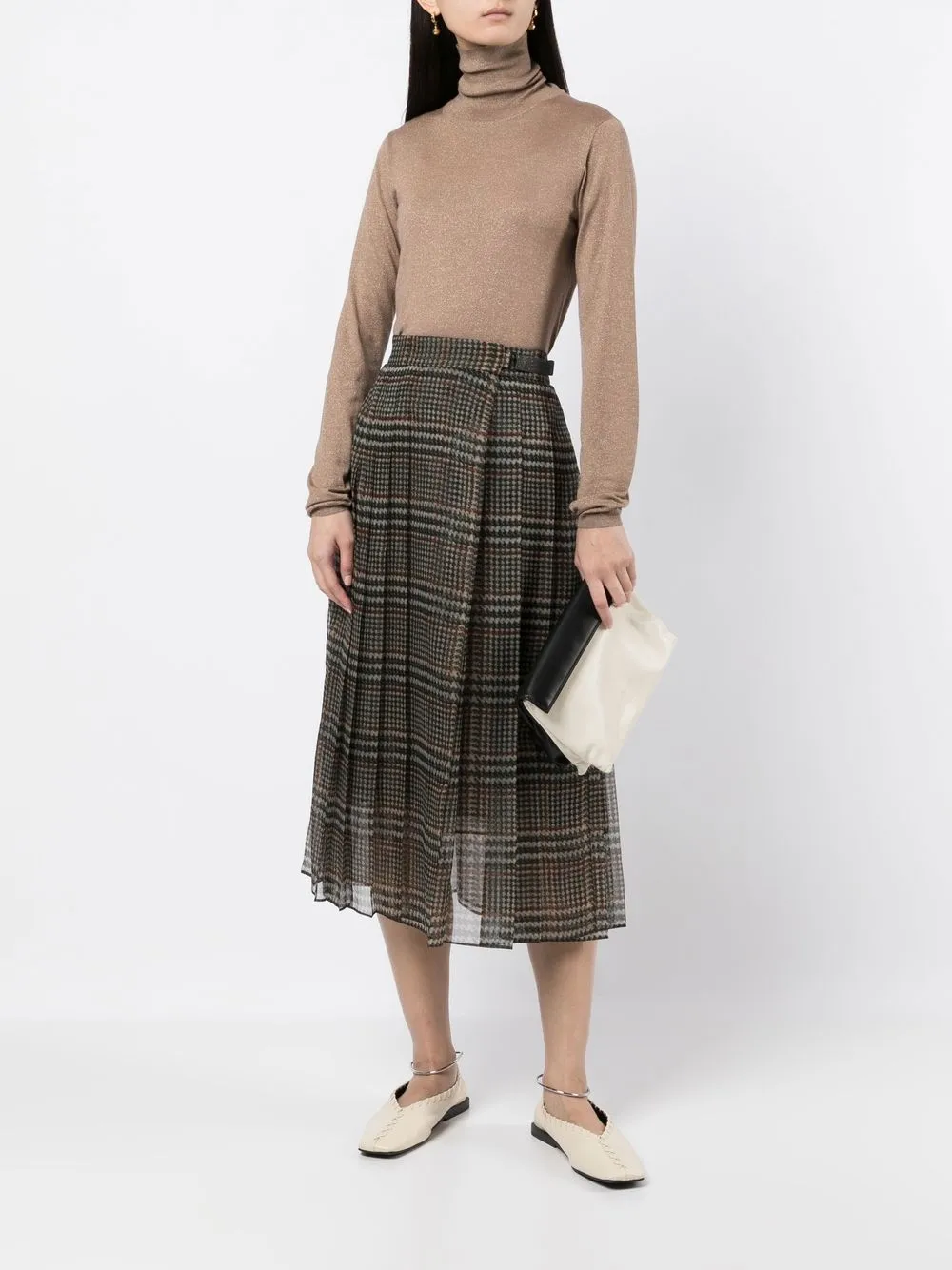 Brunello Cucinelli checked midi skirt | High-Waisted Skirts | Image 2