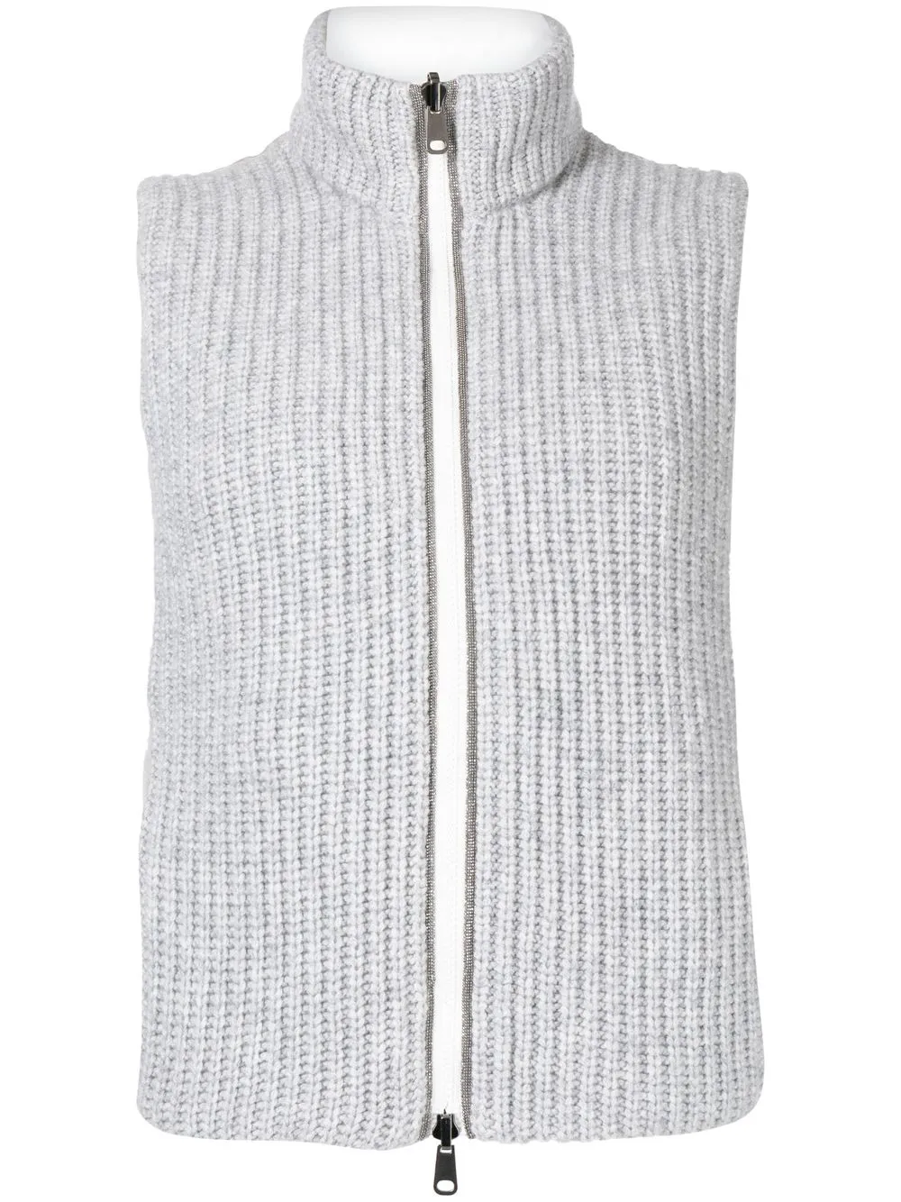 

Brunello Cucinelli chaleco reversible con cuello alto - Gris