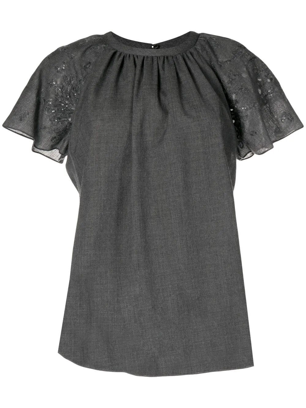

Brunello Cucinelli top tejido con diseño bordado - Gris