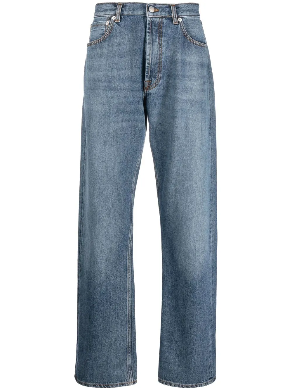 

Alexander McQueen jeans rectos con parche del logo - Azul