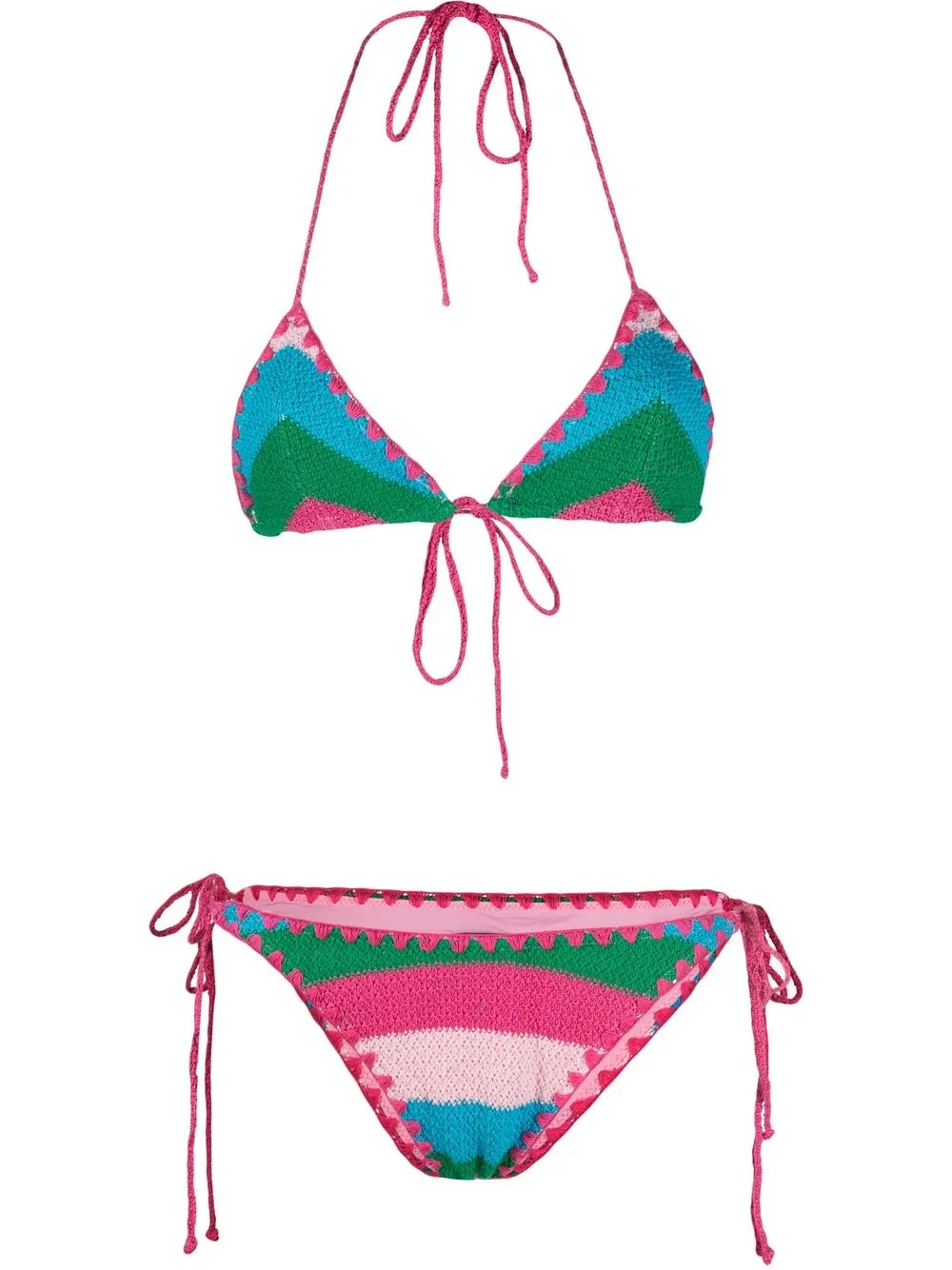 MC2 Saint Barth Marielle Striped Crochet Bikini - Farfetch