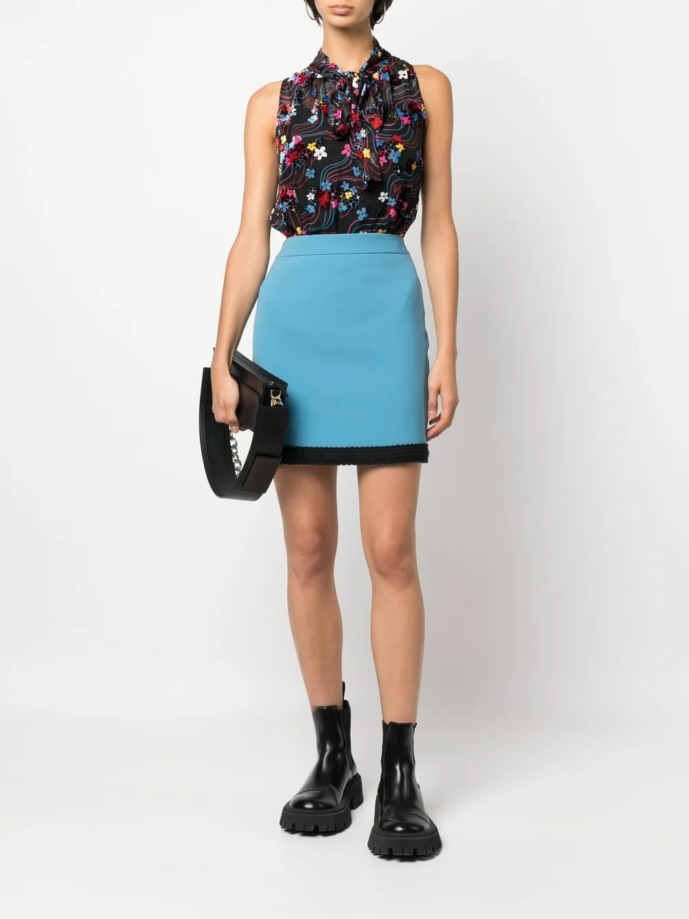 Boutique Moschino Blouse met bloemenprint - Zwart