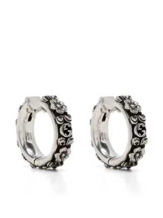 NEW Gucci GG Logo Britt Hoop Earrings in Light Silver