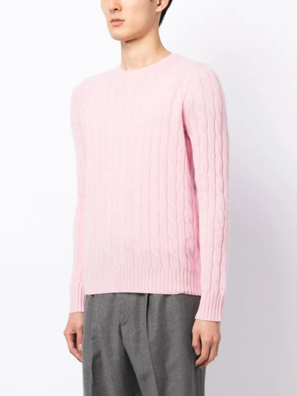 Ralph Lauren ケーブルニット セーター M ピンク♡ ケーブルニット コットン クルーネック セーター（ニット/セーター