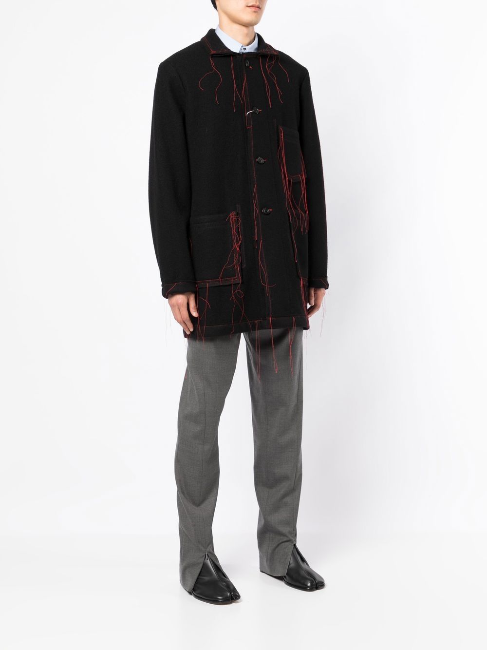 Cheap Maison Margiela distressed single-breasted coat Men