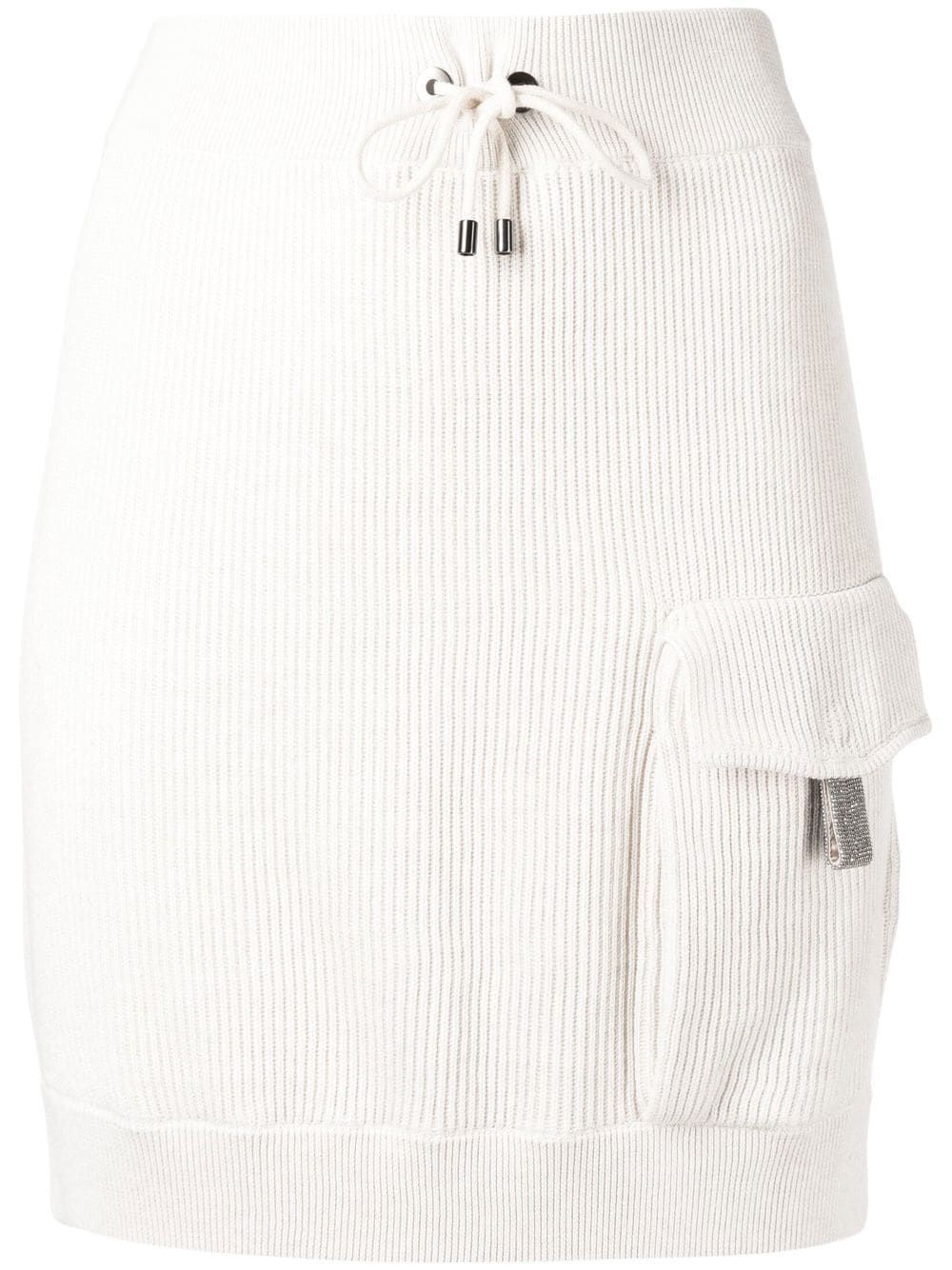 drawstring ribbed-knit miniskirt
