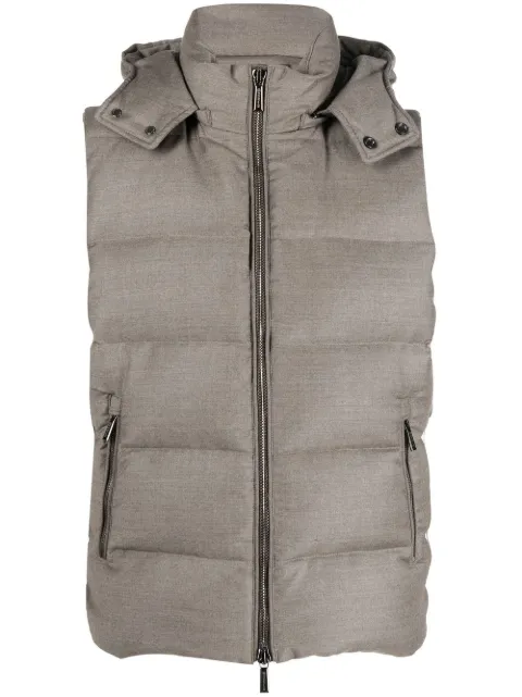 Moorer hooded sleeveless padded gilet