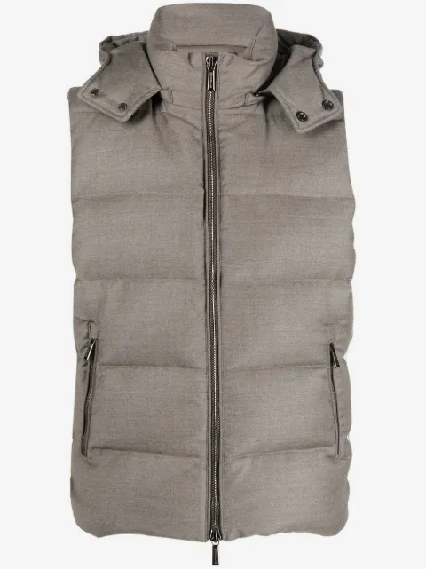Moorer hooded sleeveless padded gilet