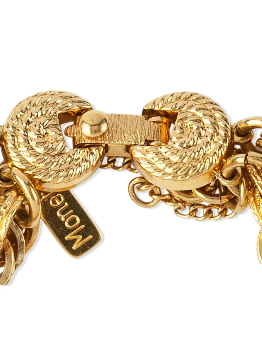 Pre-owned Monet 1970s Tassel-charm Chain Bracelet In Gold