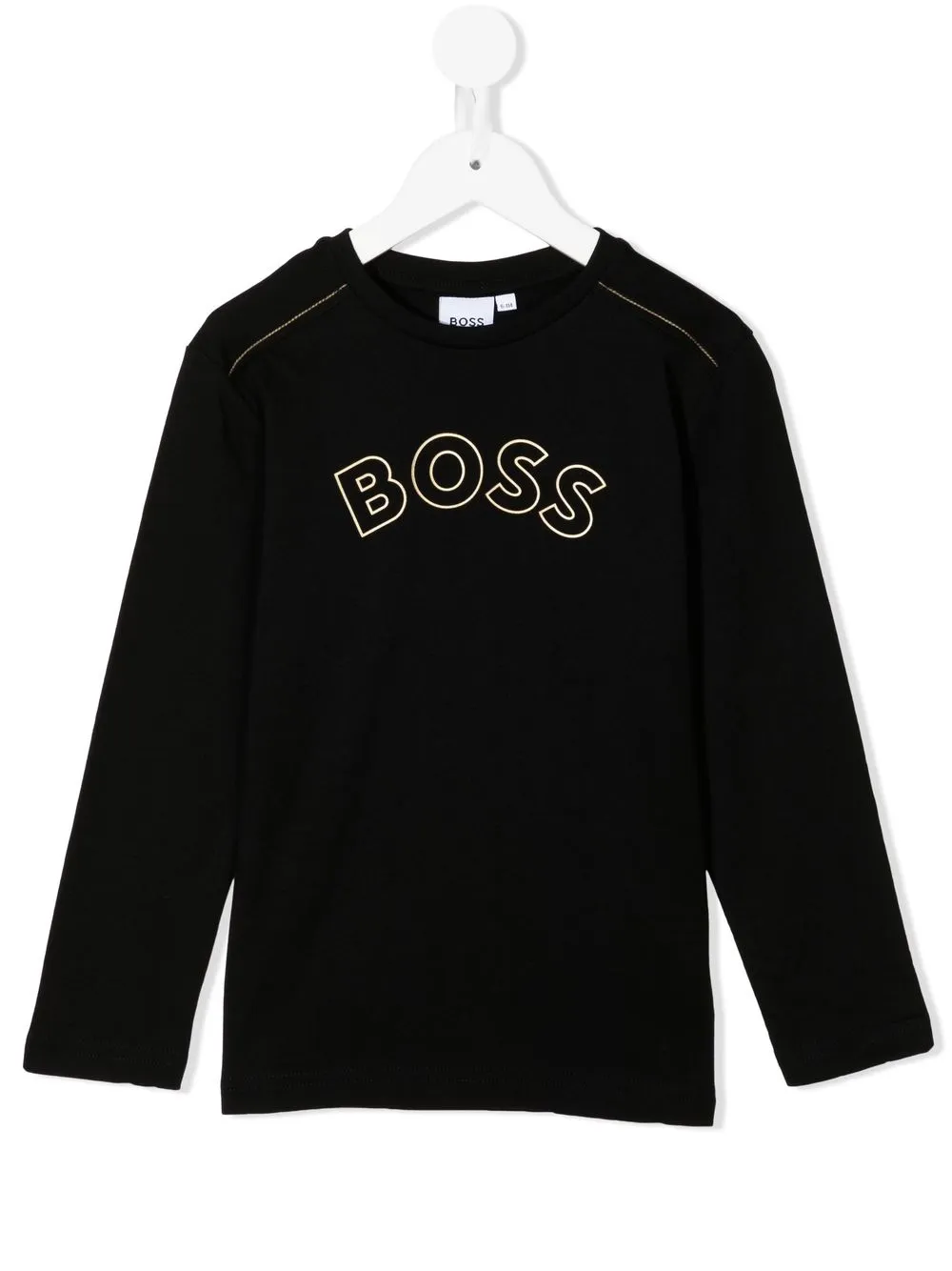 

BOSS Kidswear top manga larga con logo estampado - Negro