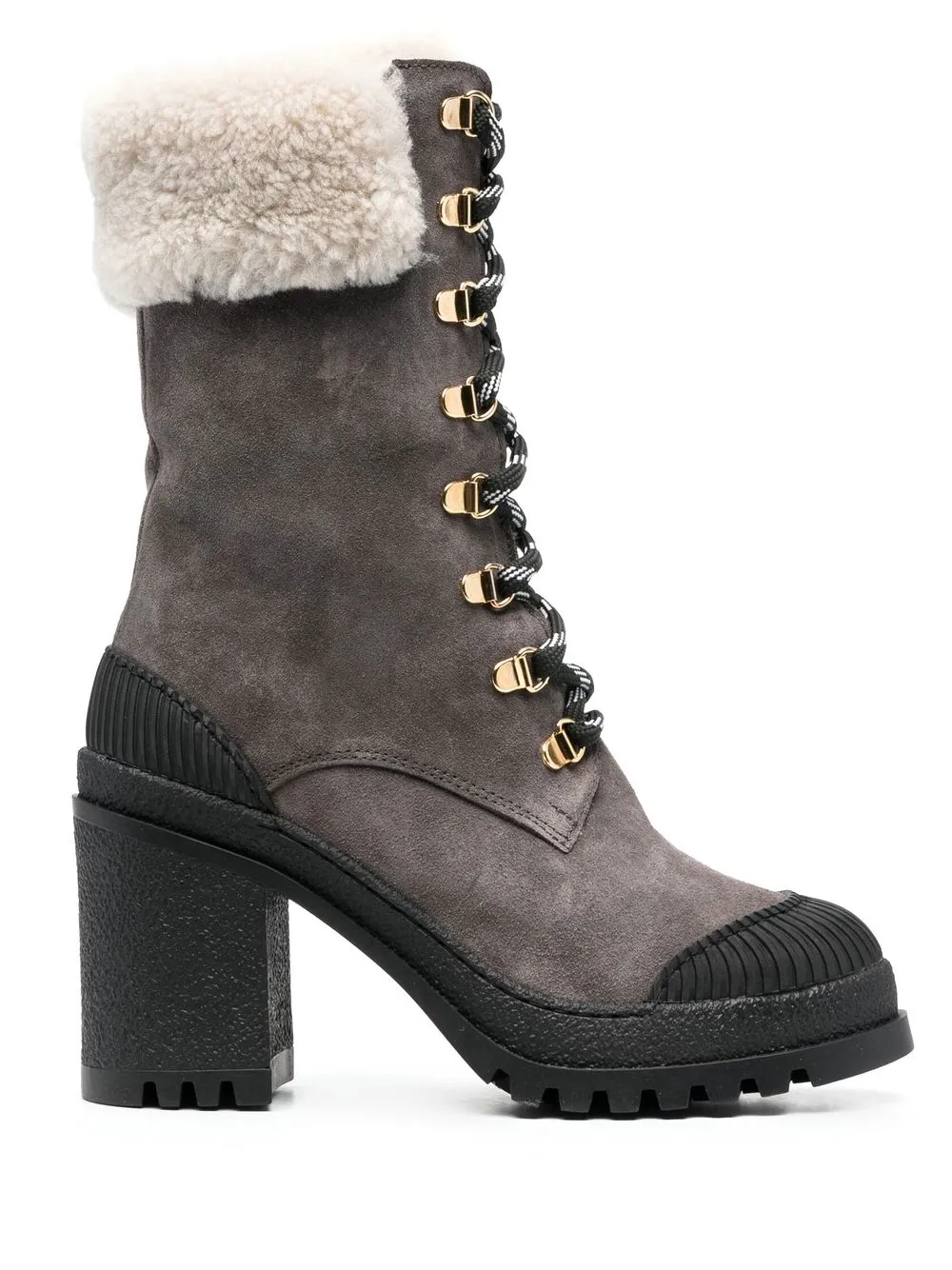 

Pollini 100mm suede lace-up boots - Grey