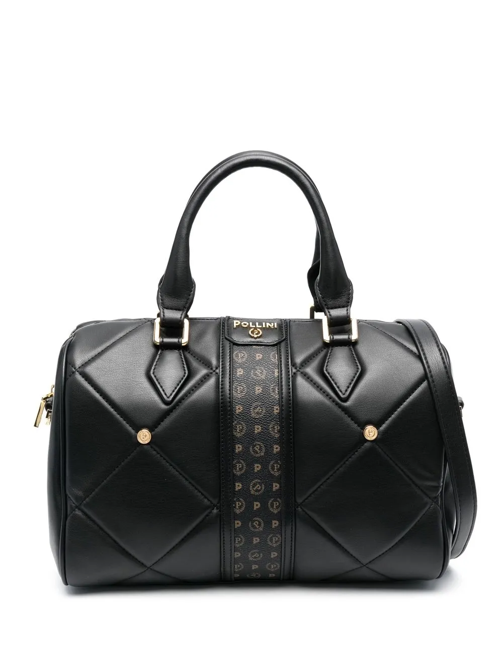 

Pollini Chesterfield matelassé-effect Boston bag - Black