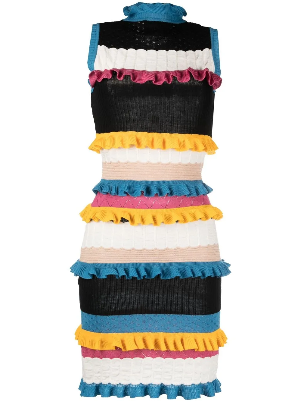

Boutique Moschino colour-block ruffle dress - Blue