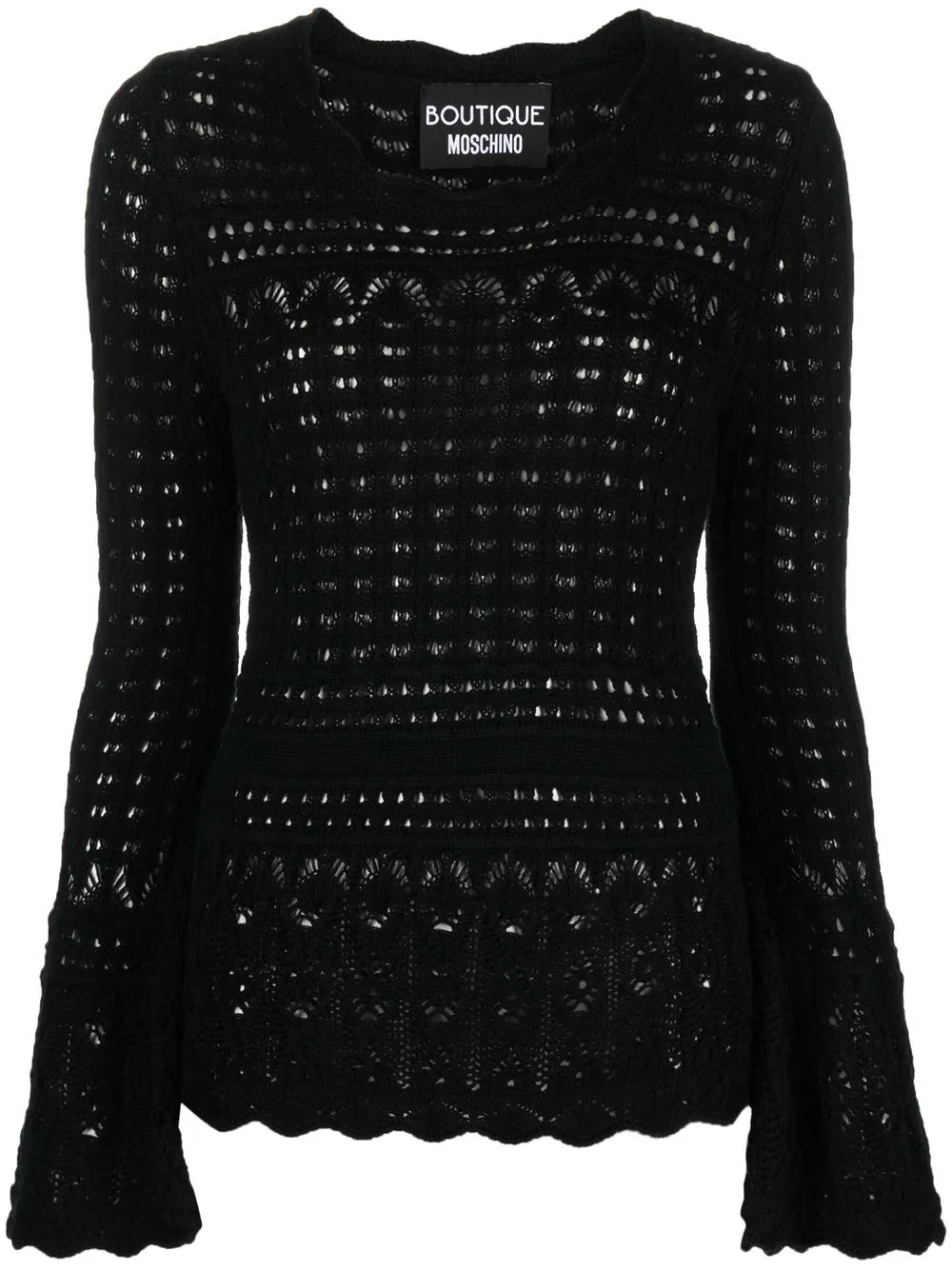 

Boutique Moschino crochet-knit bell-sleeve jumper - Black