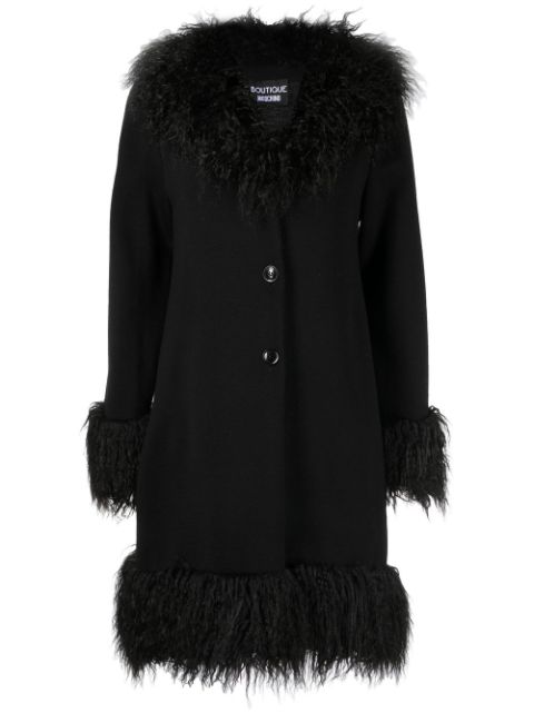 Boutique Moschino single-breasted fur-trimmed coat